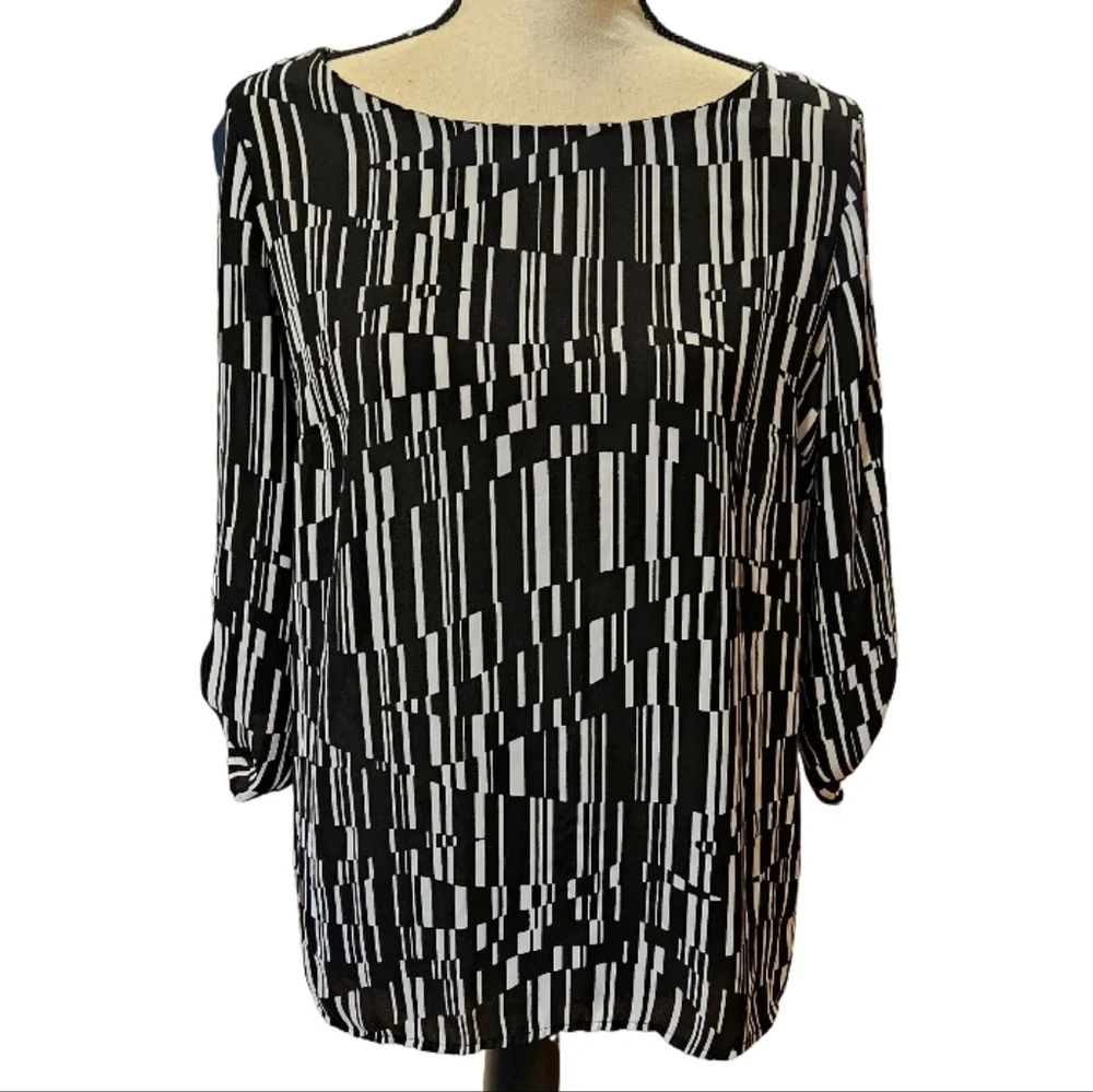 Apt. 9 Black and White Blouse - Picture 1 of 9